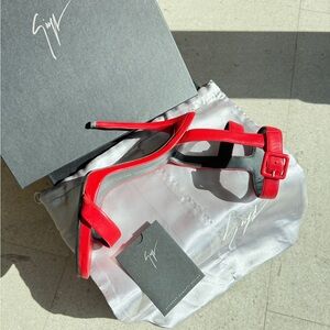 Sleek Red Stiletto Heels by Giuseppe Zanotti